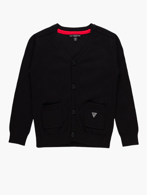 MyRunway | Shop GUESS Kids Black Cardigan With Red Accents